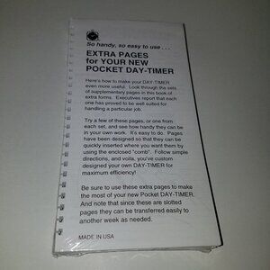 NOS Pocket Day-Timer Extra Pages Spiral 6.5" x 3.5" FACTORY SEALED